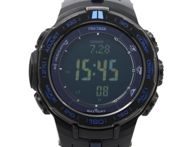 カシオ 腕時計 プロトレック ステンレス 樹脂 PRW-3100Y デジタル 電波ソーラー ブラック ブルー デジタル文字盤 メンズ時計 メンズウォッチ 高級 ブランド【本物保証】