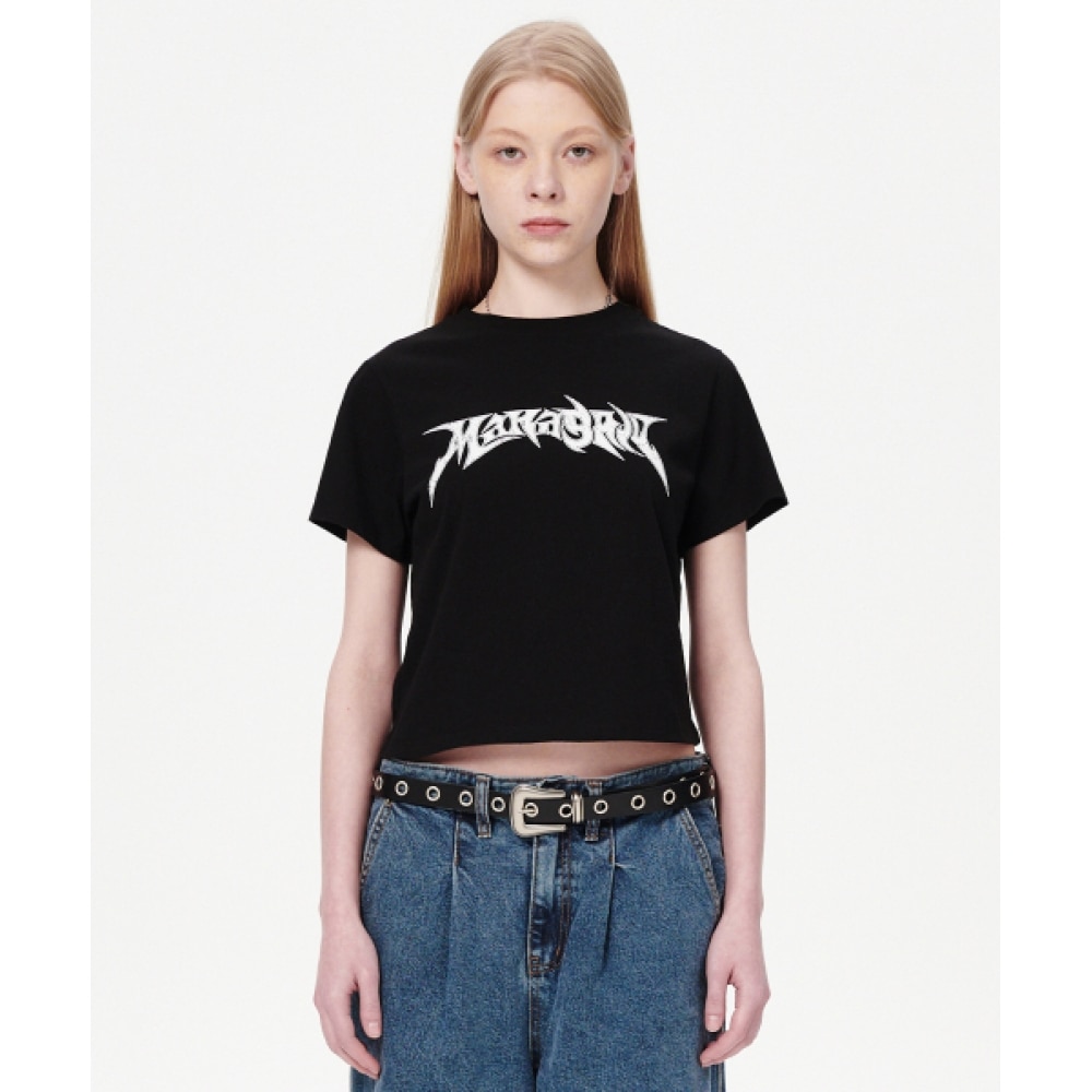 マハグリッドフレームロゴクロップTシャツブラック (MG2EMFT581A)