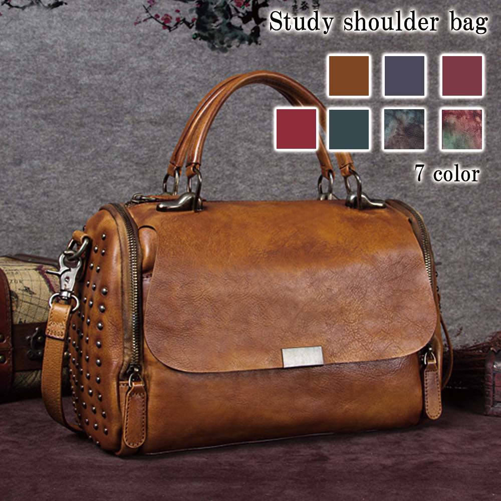 ハンドバッグ レディース スタッズショルダーバッグ 冬 トートバッグ レザー革 カジュアル ブランド 軽い 黒 ショルダーバッグ 本革 小さめ おしゃれ 春 ワンマイルバッグ 夏 人気 トート 斜めが