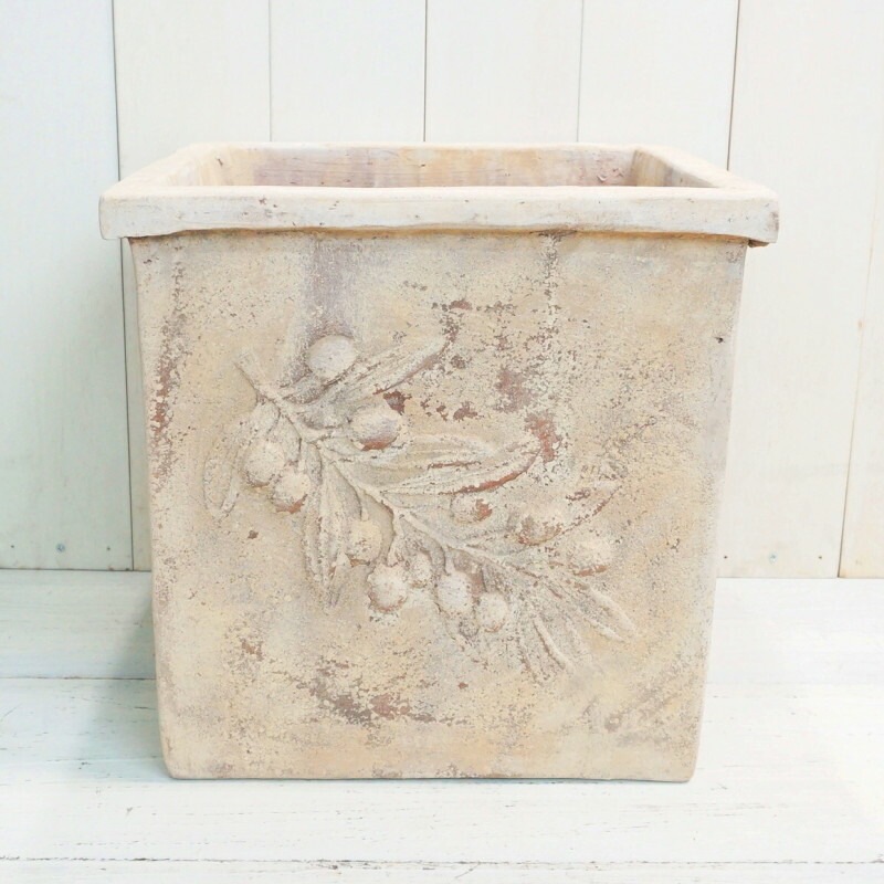 植木鉢 おしゃれ テラコッタ オリーブ スクエアアンティコS 30cm 10号 底穴あり プランタ 屋外 観葉植物