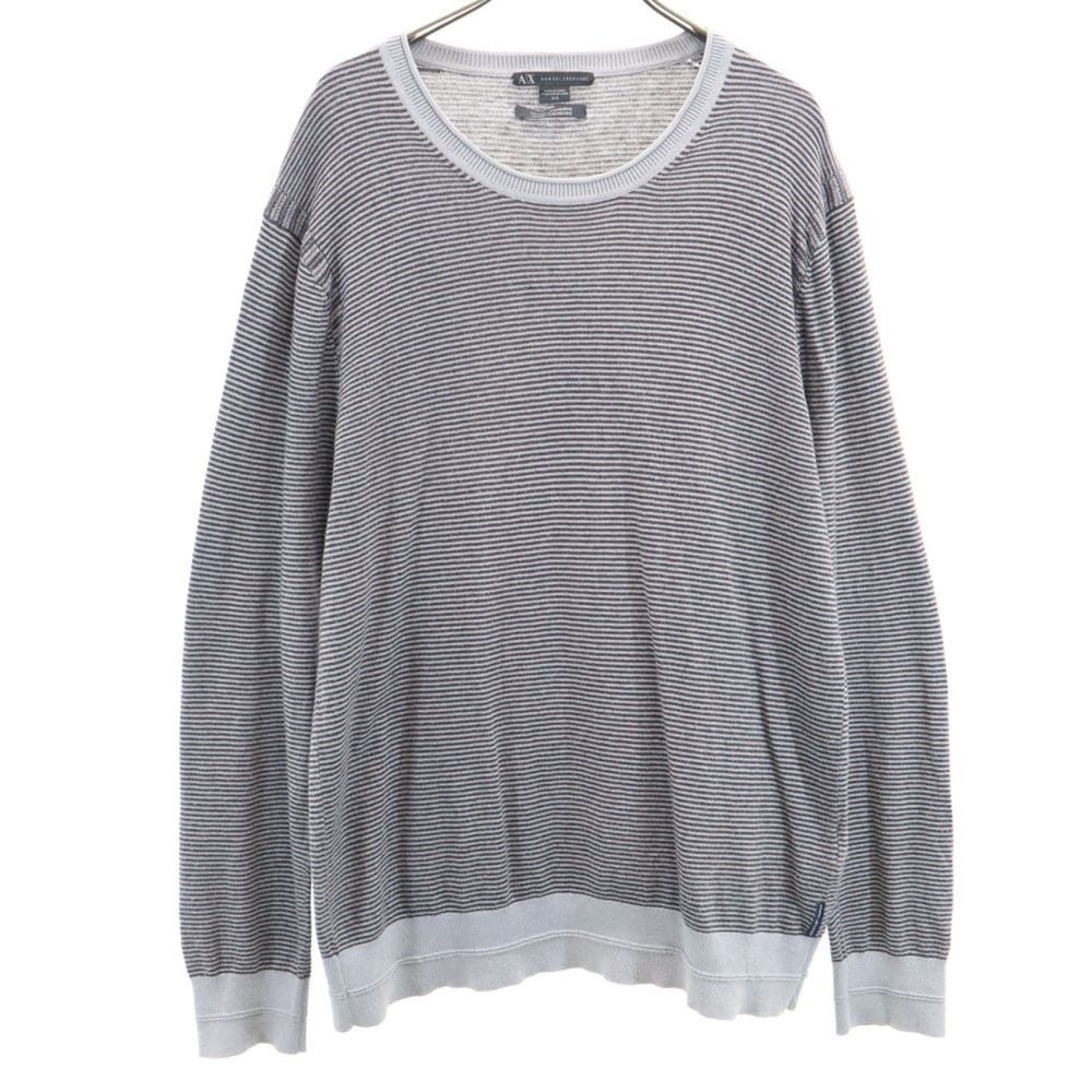 ボーダー 長袖 セーター M グレー系 ニット メンズ