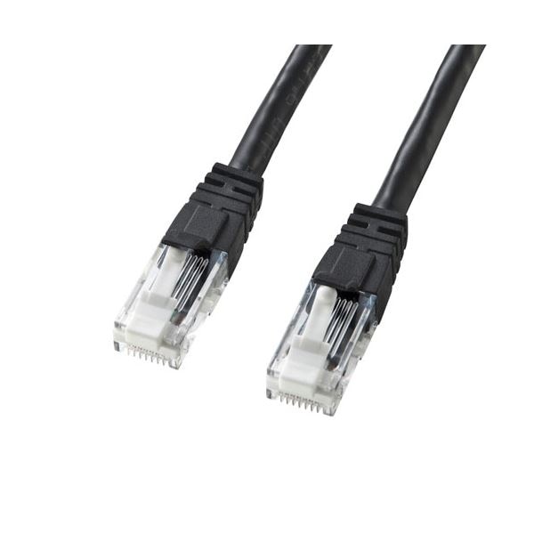 (5個セット) サンワサプライ つめ折れ防止カテゴリ6 LANケーブル 2m ブラック KB-T6TS-02BKNX5