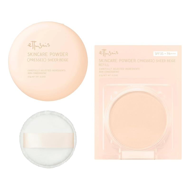 【セット品】ettusais(エテュセ) スキンケアパウダー (プレスト) シアーベージュ プレストパウダー フェイスパウダー 毛穴カバー 日中の化粧なおし SPF35・PA+++ 本体 6.5g×1