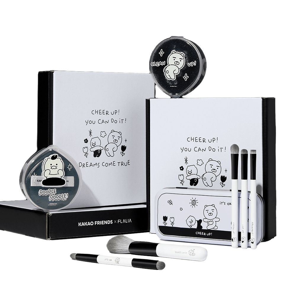 [プラリア] チュンシク ライアン ブルブル カカオフレンズ メイクアップ小物 3種 ブラシ+パフ+クリーンスポンジ