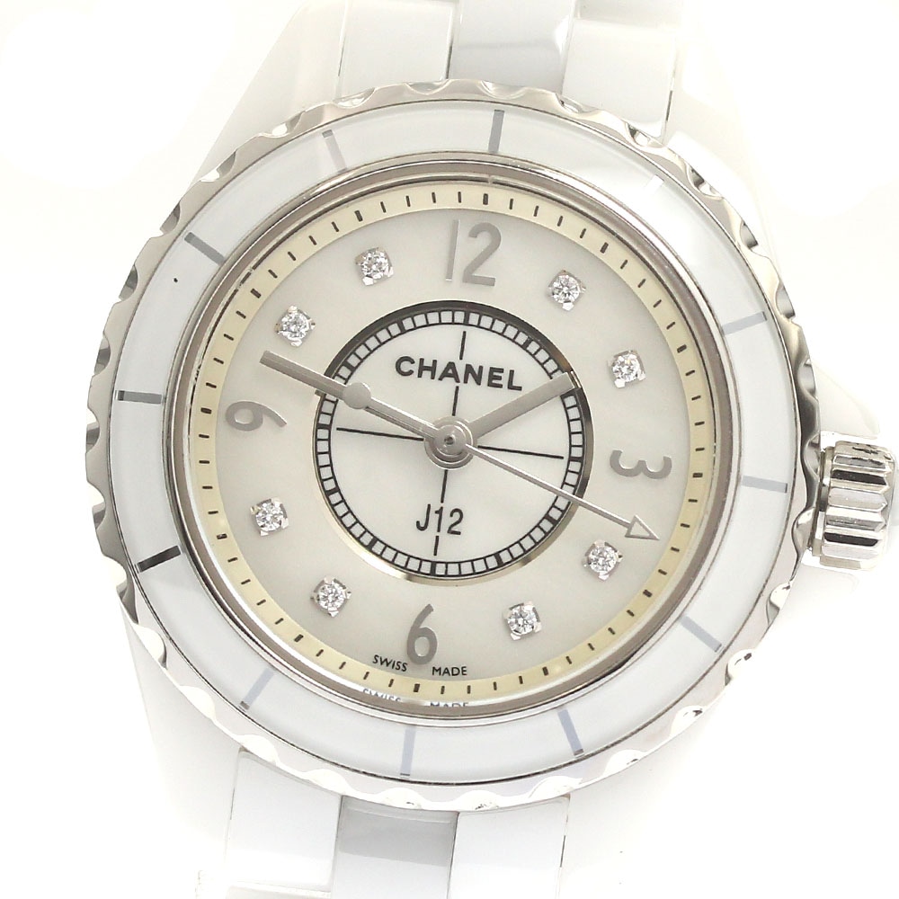 シャネル CHANEL H2570 J12 ホワイトセラミック 8Pダイヤ クォーツ レディース 良品 保証書付き_883538【中古】