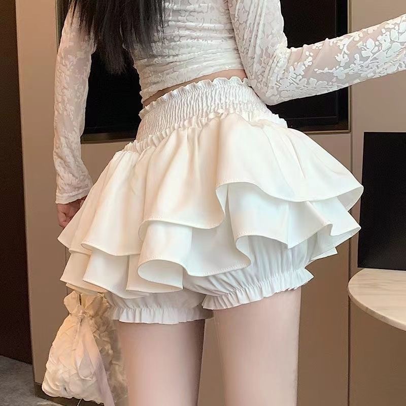 【1つ買うと10つ無料】ケーキスカートスカート女性2025春と夏のハイウエストスモールバレエスタイルふくらむホワイトスカート