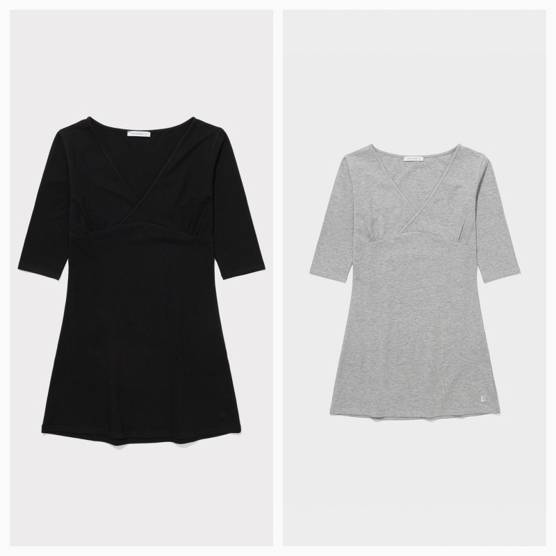 【LOW CLASSIC】26SS Lc V-NECK MINI DRESS : 2COLORS
