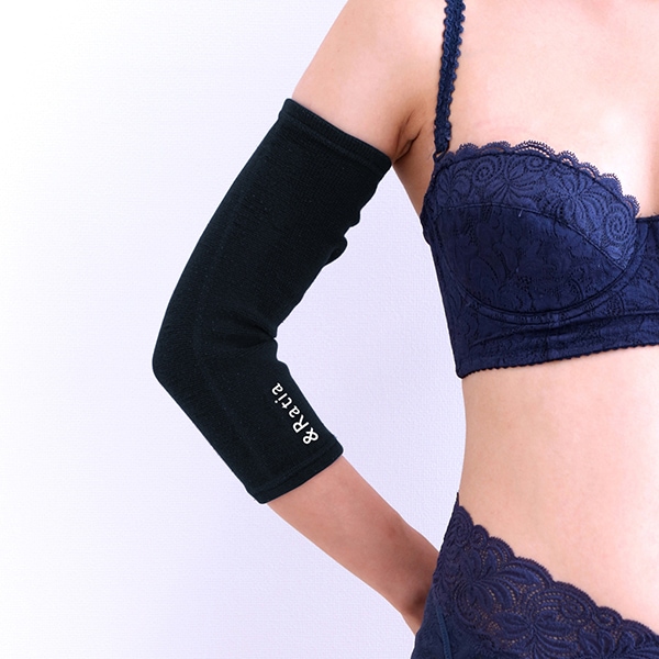 アンドラティア ショートサポーター リニューアル 黒 腕用二枚セット &Ratia 光電子 二の腕 シェイプ サポーター 引き締め ラティア 補正下着