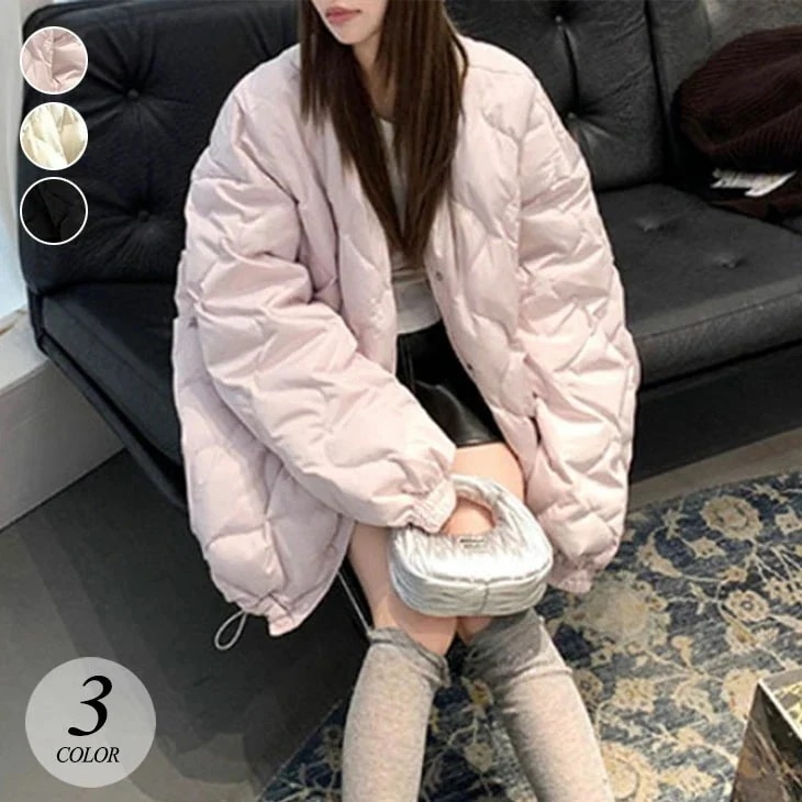 【2025新作 急速出荷】キルティング ダウン ジャケット レディース 冬 防寒 保温 ダウンジャケット アウター 羽織り オーバーサイズ ゆったり カジュアル シンプル 体型カバー 暖かい 韓国ファ