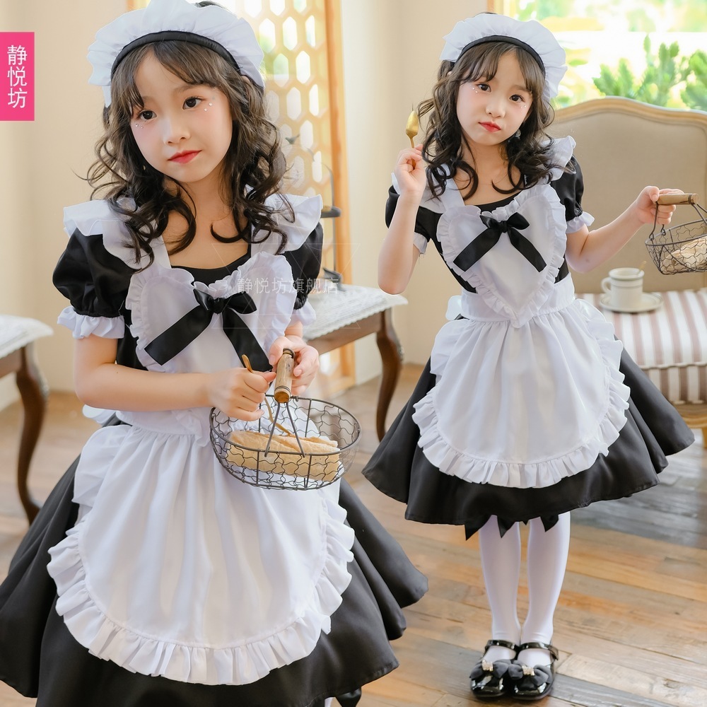 子供用アリス黒メイド服ロリータドレスハロウィン女の子舞台公演衣装外国貿易国境を越えた