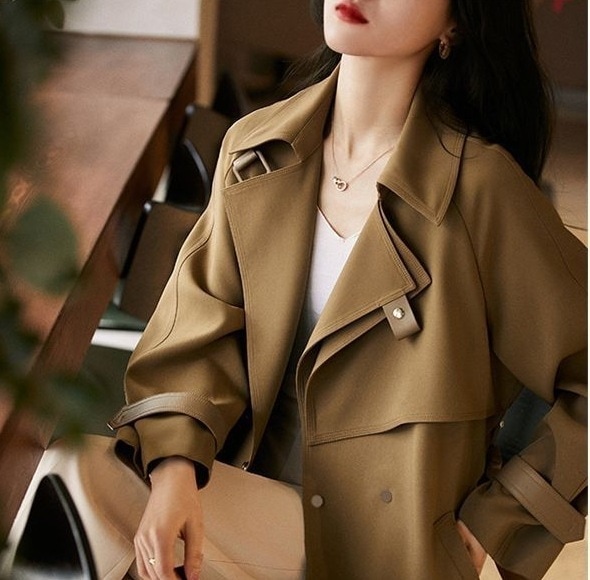 テロンチコート テロンチ トレンチコート とろみ 韓国 レディース オルチャン アウター 膝上 膝下 袖あり 長袖 セミフレア スリム Aライン 無地 春 秋 10代 20代 30代 40代