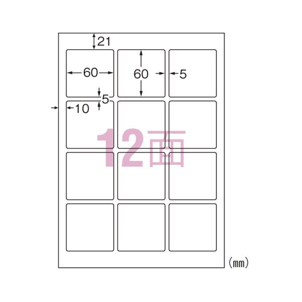 （まとめ） エーワン IJ超耐水ラベルシール マット紙 A4 12面 四辺余白付 20枚入 (×5セット)