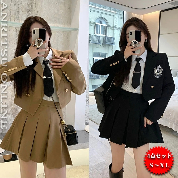 注目商品卒業式 スーツ 女の子 セットアップ 大きいサイズ ブラック ベージュ コーヒー スーツジャケット シャツ ミニスカート フォーマル スーツ 七五三スーツ キッズスーツ 韓国風 発表会 入学式