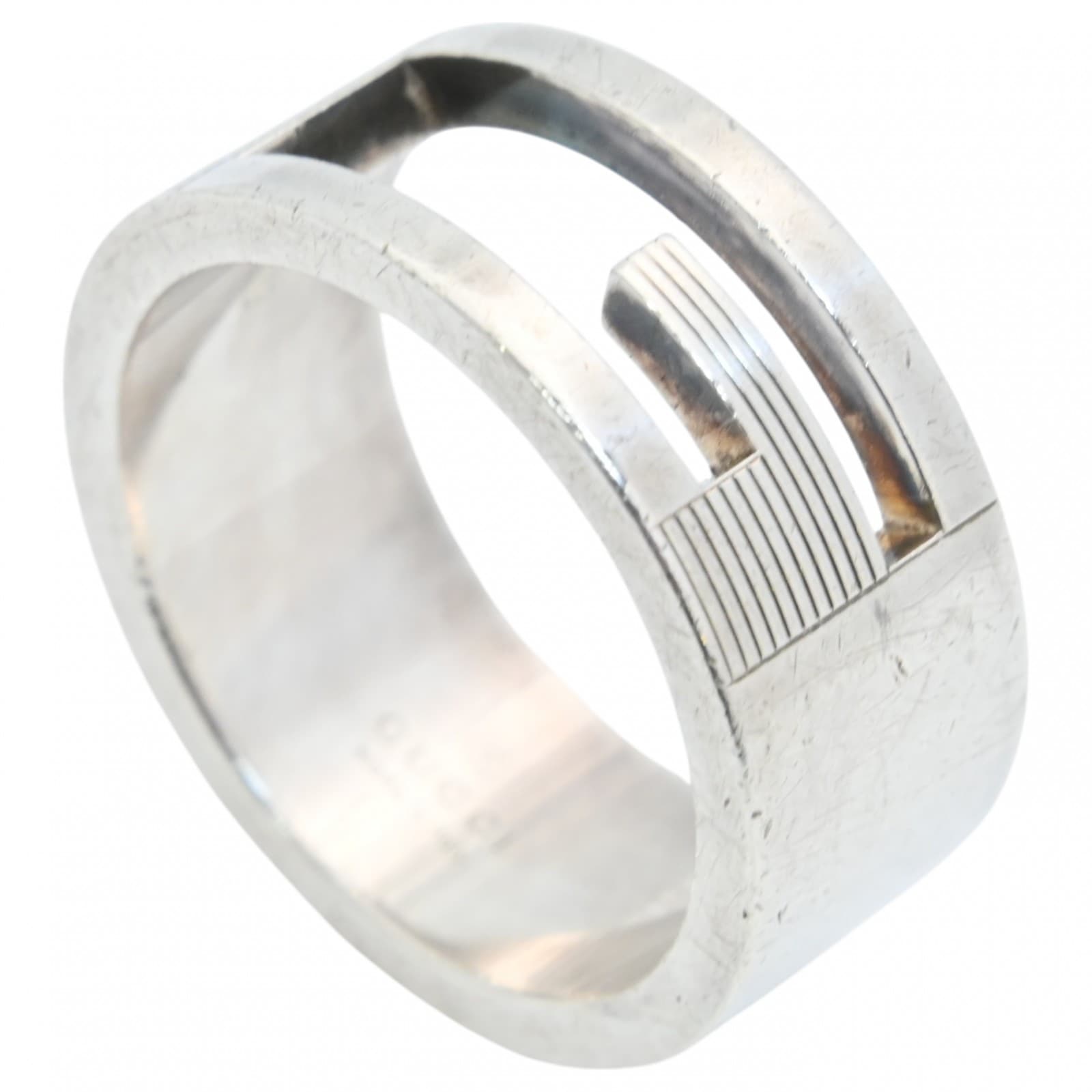 グッチ ブランデッドG ロゴ シルバー リング 指輪 Bランク gu5605bq