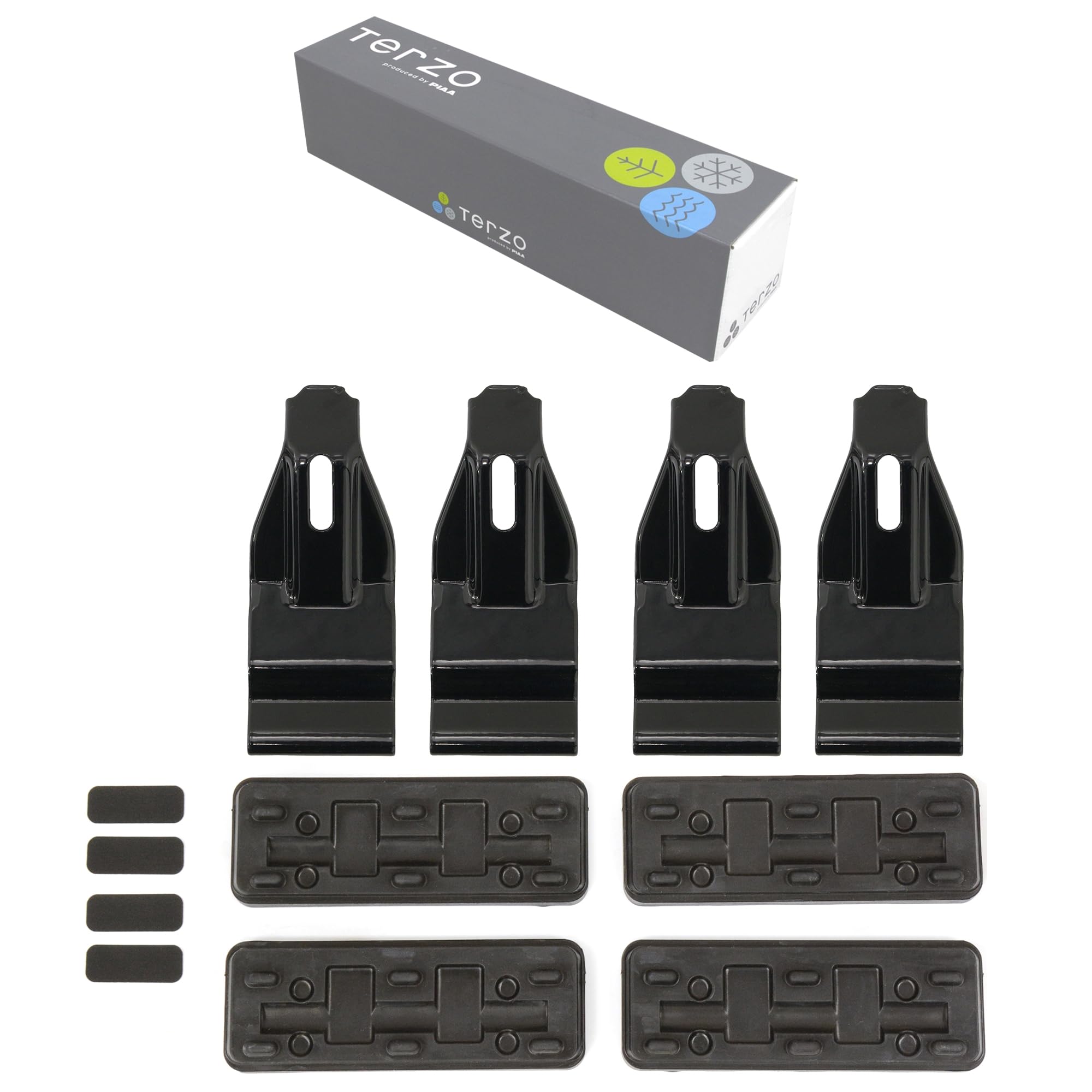 Terzo テルッツォ (by PIAA) ベースキャリア 車種別取付ホルダーセット 4個入 ブラック 【MITSUBISHI ekスペース/ekクロススペース (ルーフレール無車) 年式:R2.3~