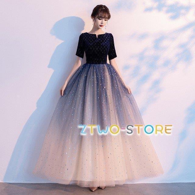 パーティードレス ロング ロングドレス 結婚式 お呼ばれドレス 演奏会 カラードレス 袖あり Aライン チュール 大きいサイズ 3L 4L 5L 6L 小さいサイズ 7,470円