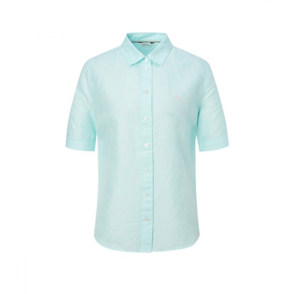 [ヘッジズレディース] 25SS リネンブレンドショートスリーブシャツグリーン HSSH5BC45E1