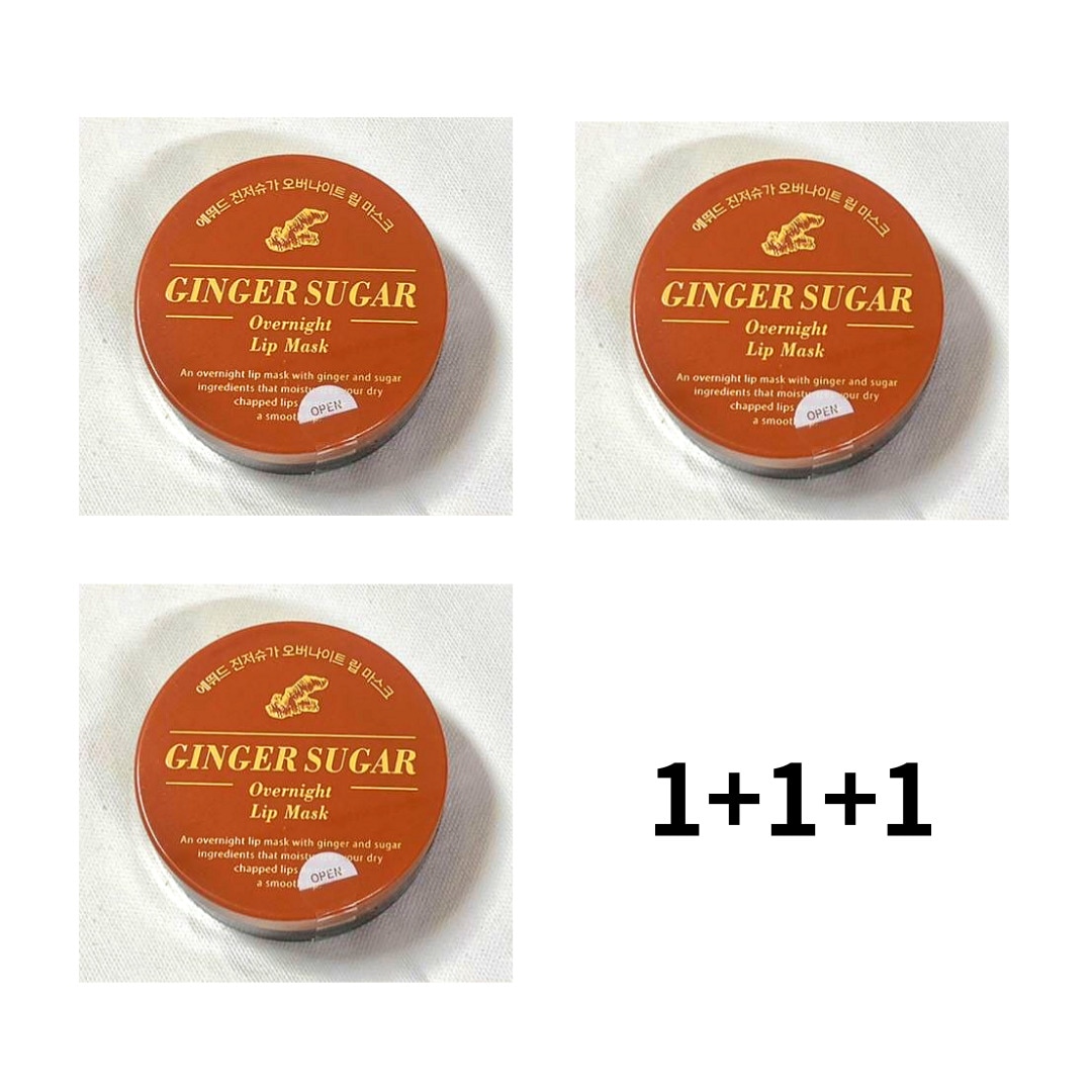 [1+1+1] ジンジャーシュガー オーバーナイト リップマスク 23g x 3個 カサカサ唇 唇ケア 寝る前ケア 唇パック シュガーリップケア