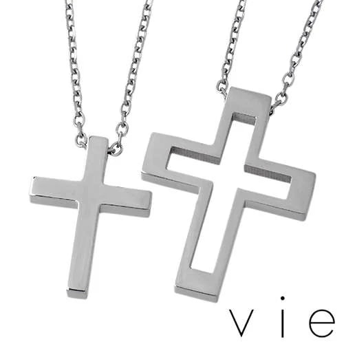ヴィー vie ステンレス クロス ペア ネックレス アクセサリー 金属金属アレルギー対応