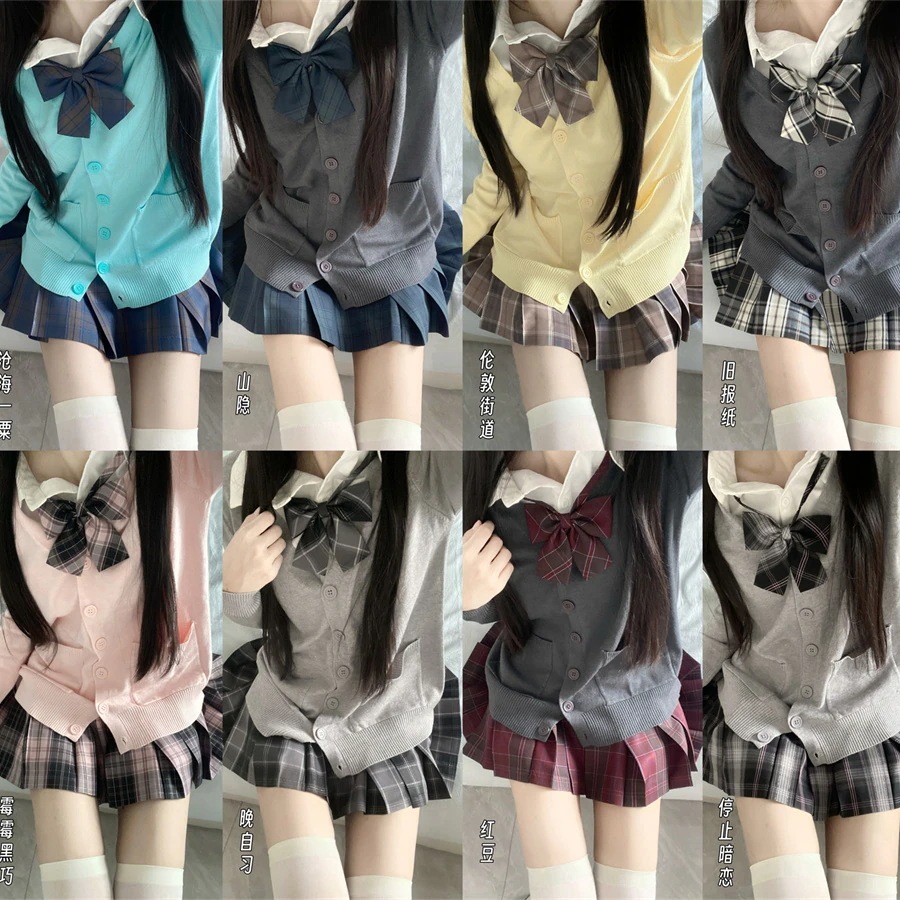 新しい ユニホーム着 シンプル ウルトラマルチデザイン 制服セット スカート ファッション 秋冬スーツ カーディガン 学生 シャツ長袖 通勤通学