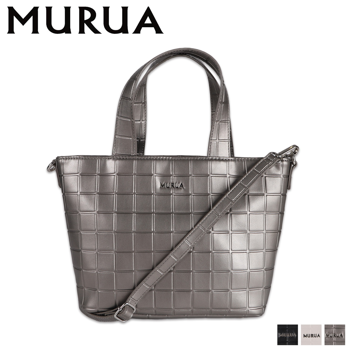 ショルダーバッグ トート レディース 斜め掛け 軽量 小さめ ブラック アイボリー シルバー 黒 MR-B1176