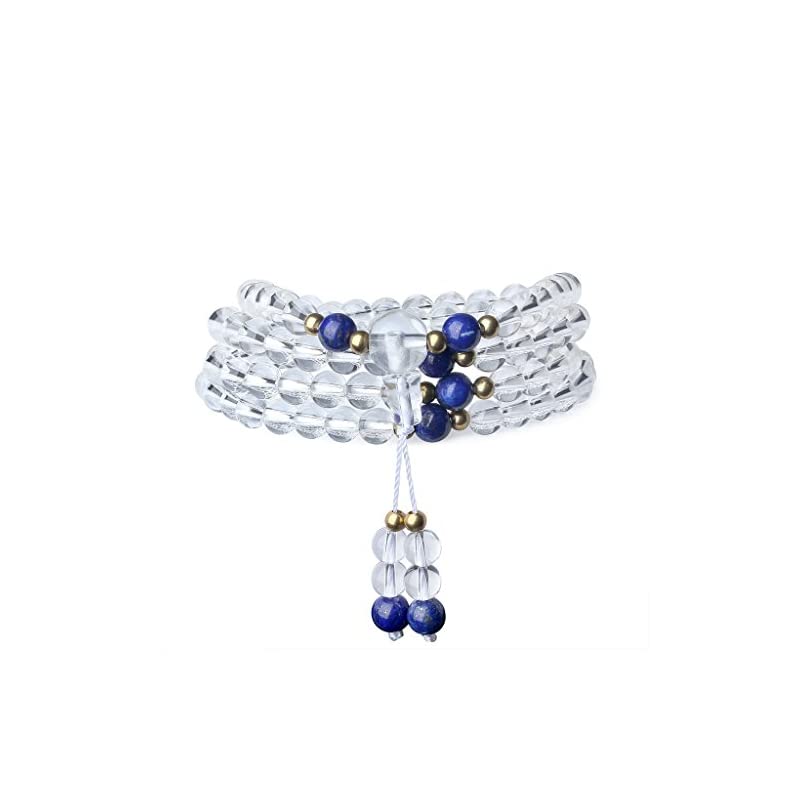 108珠水晶 ラピスラズリ（12月誕生石）浄化守護 パワーストーンブレスレット ネックレス 祈り数珠 4,959円