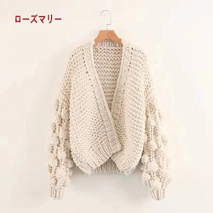 ニットセーターセーターカーディガン ローズマリー 6 色 2026 新型 粗毛糸風 ニットカーディガン セーターコート 大人気