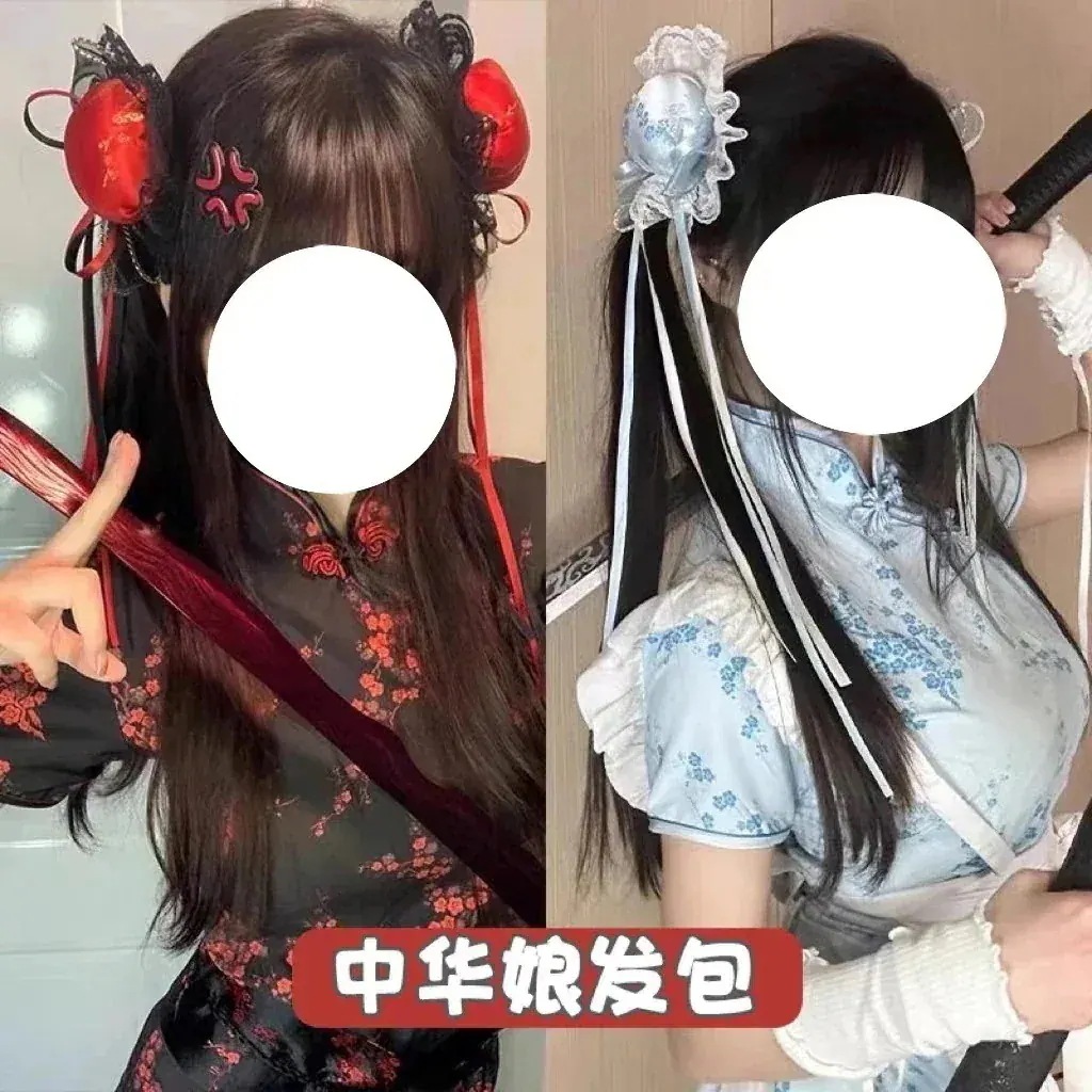 10個セットで割引価格 中華風 チャイナガール 麗 麗 ヘアバッグ ロリータボールヘアかわいいヘアクリップ 正月帽子 ホットガールヘアアクセサリー レディース kanxia2418043