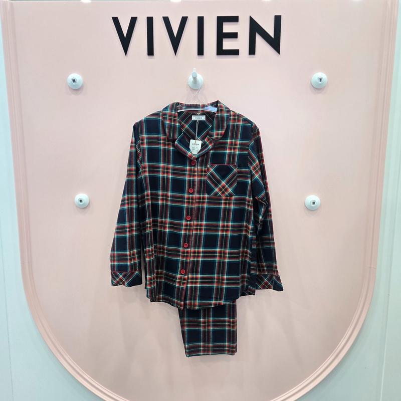 先染め起毛チェック女性パジャマセット WP8880A_GN 14,296円