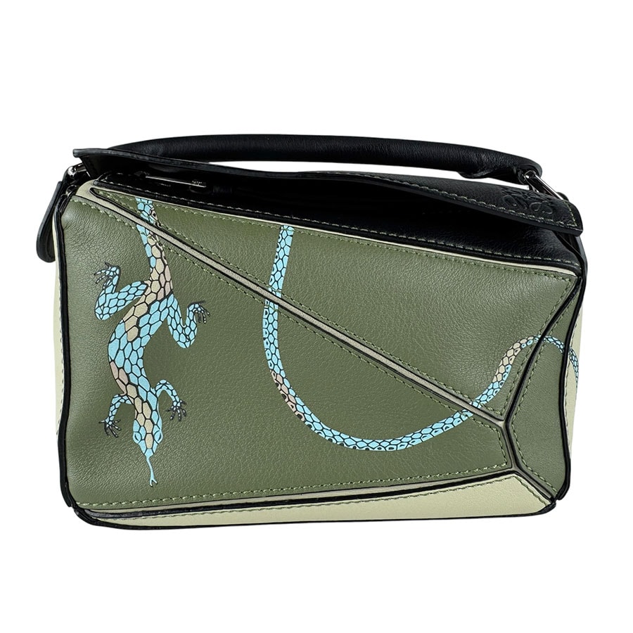 ロエベ LOEWE ショルダーバッグ パウラズイビザ パズルバッグ ミニ レザー グリーン系 レディース z9771