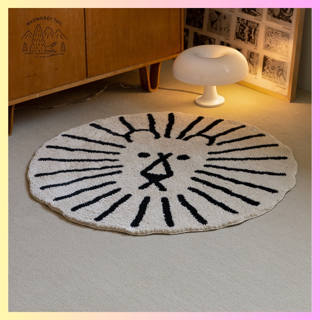 [WARMGREY TAIL] Lion Rug - 3 Colors + FREE OMAKE 円形ラグ ラウンドラグ 丸型ラグ ラグマット