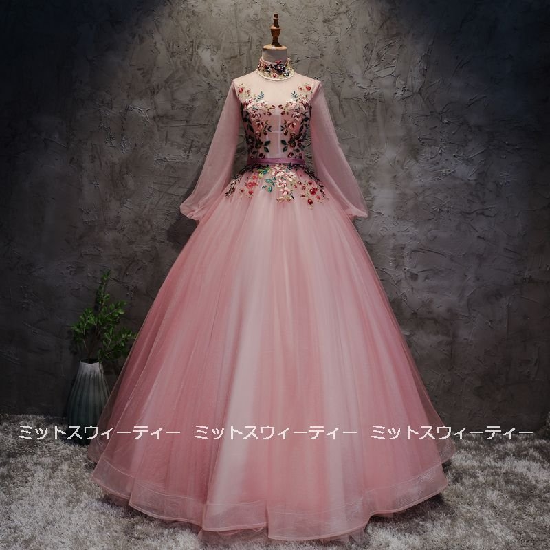 カラードレス 演奏会 ピンク ロングドレス コンサート パーティードレス 発表会 ウェディングカラー