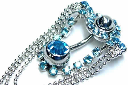 ビビアンシールドへそピアス 14G ボディピアス 6色 ネイブル 14ゲージ 揺れる キラキラ ステンレス チェーン 2way 女性 プレゼント 人気 彼女 臍 ゴージャス c029qxxxxxxxx