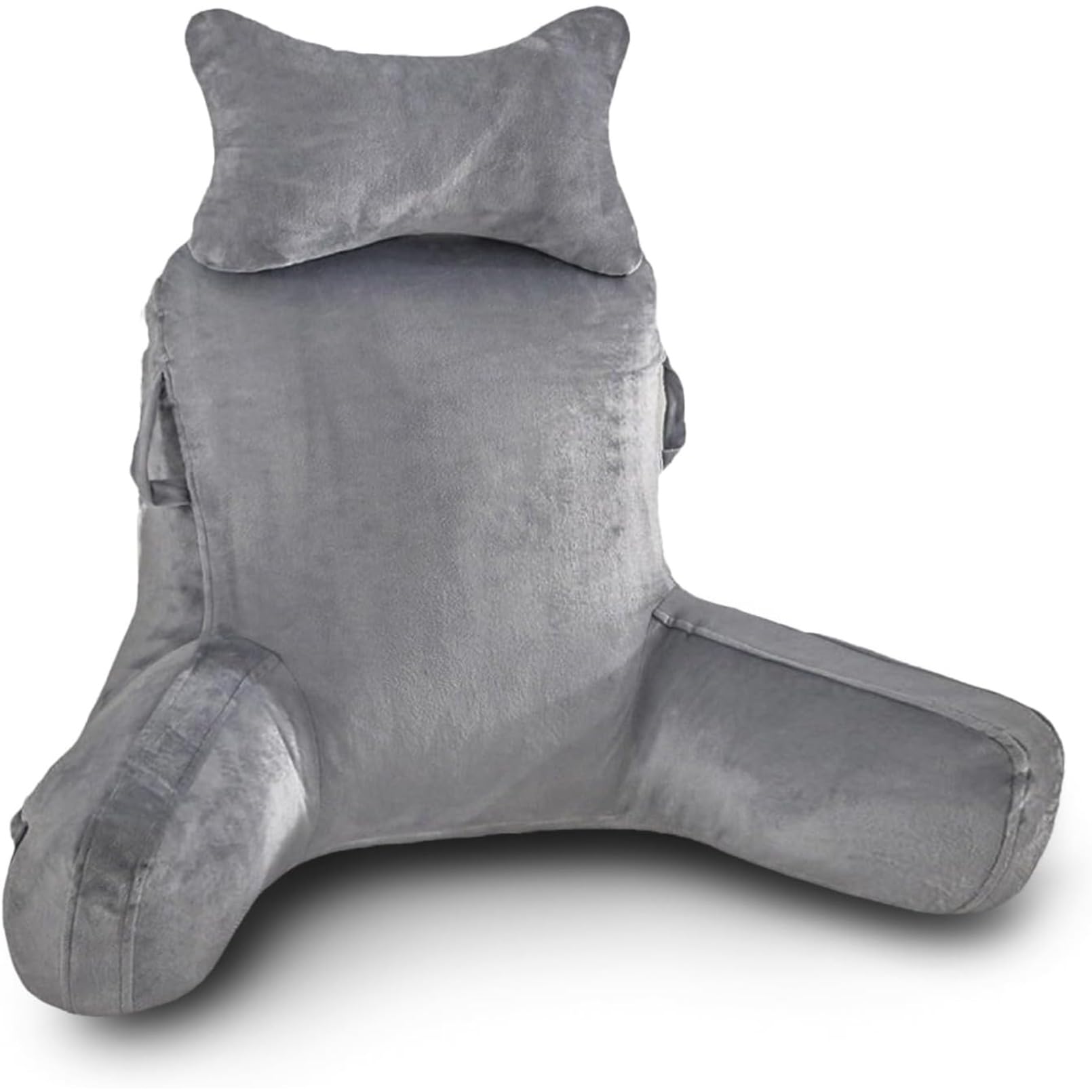 テレビ枕 読書用枕大型バックピローシュレッダーメモリーフォーム付きベッド用サポートピローアーム付きベッドチェア用のシットアップ枕ポケットと洗えるカバー大人用バックピロー