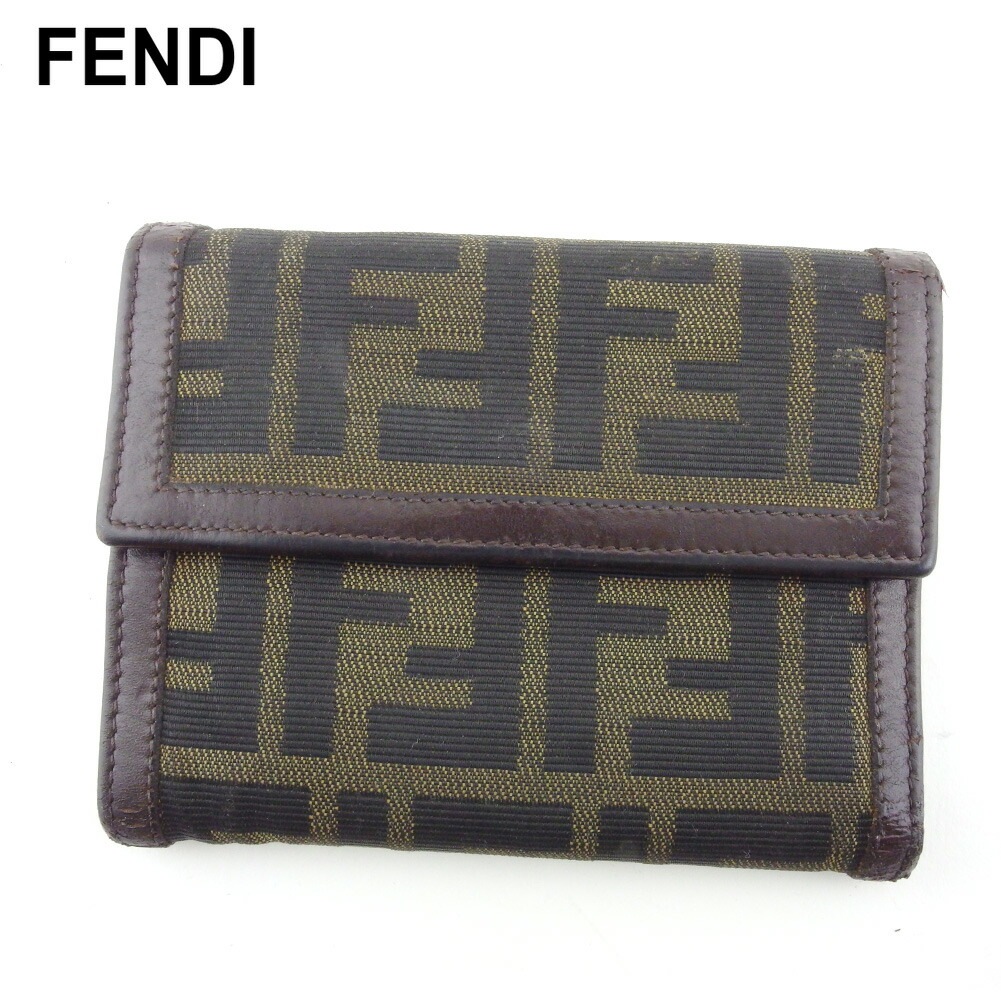 三つ折り 財布 ミニ財布 ズッカ レディース メンズ ブラック ベージュ ブラウン 中古