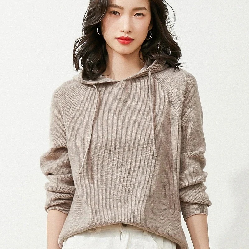 ゆったりスウェットニット厚みフード付きジャケットトップスゆったりウォームレイヤードトップス パーカー マウンテンパーカー