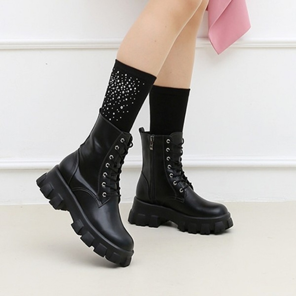 (Ninas Paris) 6.5cm チャンキーヒールアンクルウォーカー