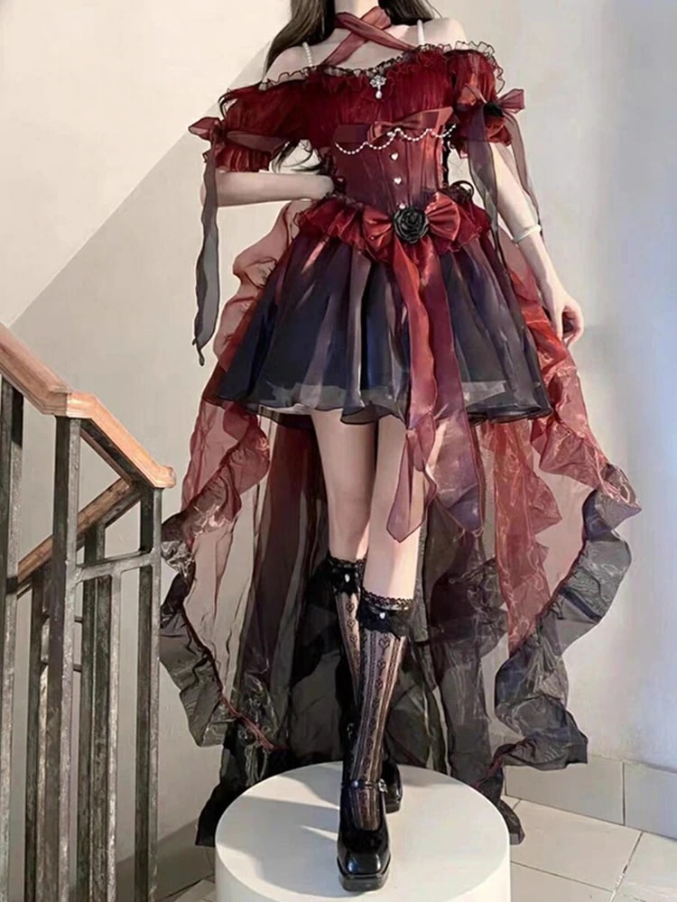 イブニングドレス ロリータ サスペンダースカート ふわふわ プリンセスドレス ドレス ウェディング ロリータ ハロウィン コスチューム ドレス