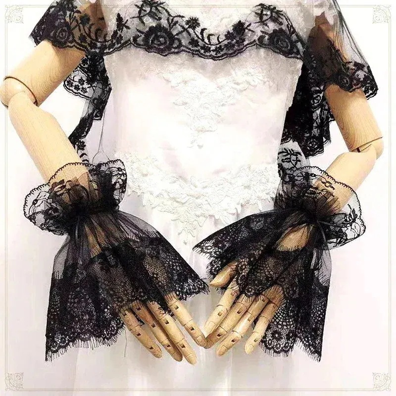 激安セール ロリータロリータレースメッシュガーゼレースフェイクスリーブ美しい手袋と長袖装飾スリー