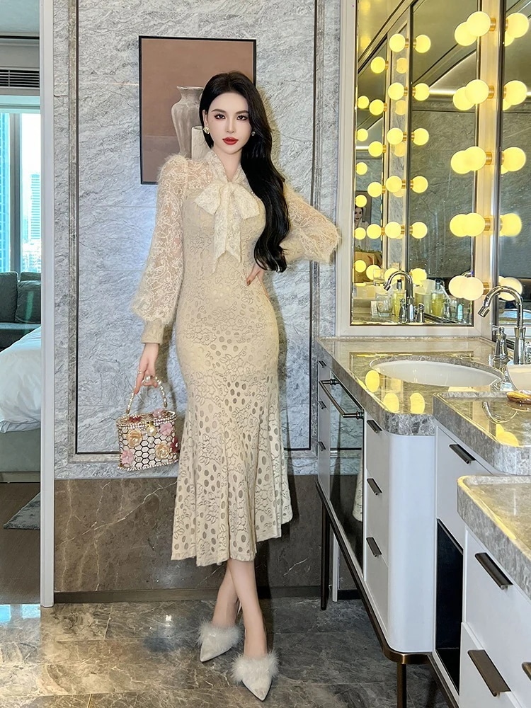 2025秋新品 蝶結び マーメイド フリル ドレス パーティー キャバ 大人 同窓会 披露宴 卒業式 結婚式 演奏会 ウェディング 二次会