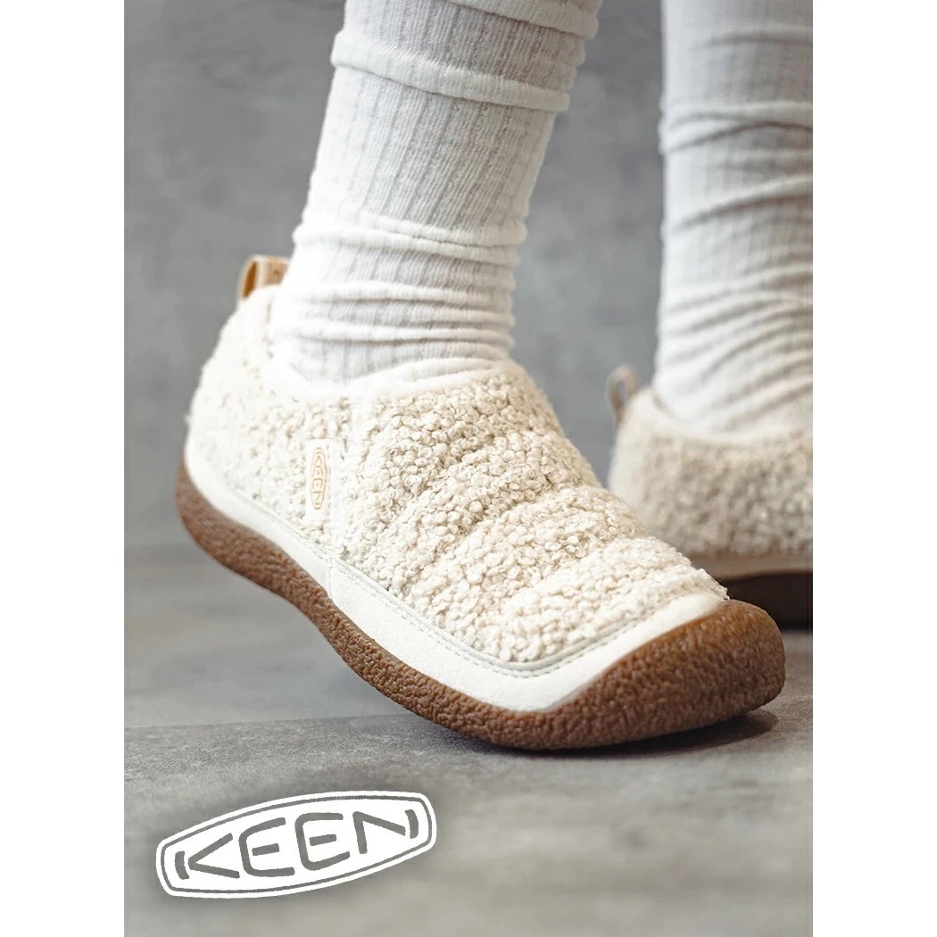 KEEN キーン ウィメンズ ハウザー II スリッポン サンダル HOWSER II W BIRCH/CURRY ( ホワイト 白 レディース もこもこ ファー ボア リラックスシューズ サイドゴア
