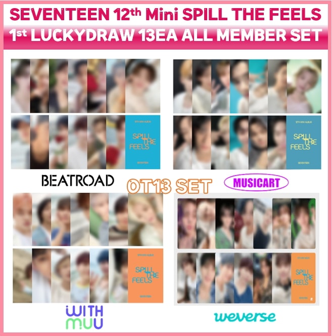 [LUCKYDRAW] SEVENTEEN Photocard 13EA All Member SET All 4 site 公式 / 12th Mini Album SPILL THE FEELS