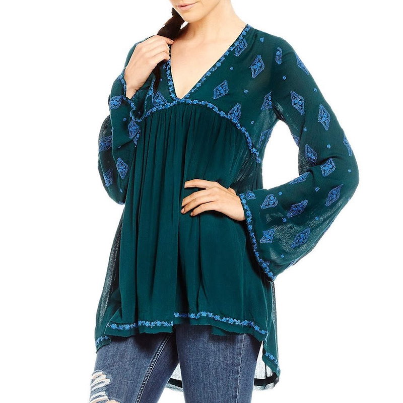 フリーピープル レディース トップス ブラウス・シャツ【Free People Diamond Embroidered Bell Sleeve Tunic】Dark Green フリーピープル レディース トップス ブラウス・シャツ【Free People Diamond Embroidered Bell Sleeve Tunic】Dark Green