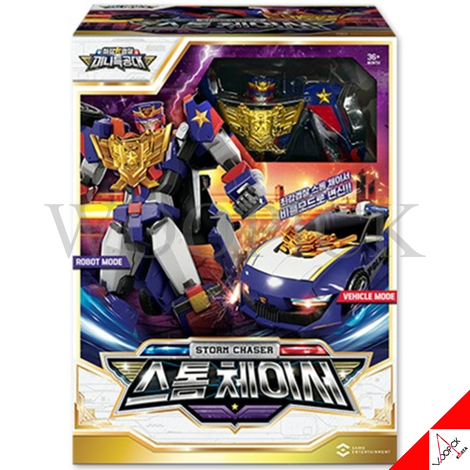 ミニ特攻隊/最強警察/ストームチェイサー/二段変身/パトロール警官/自動車/パトカー変身/変身ロボット/STORMCHASER/アクションフィギュア/ジャスティスタイタン/韓国ロボット/韓国玩具/正品