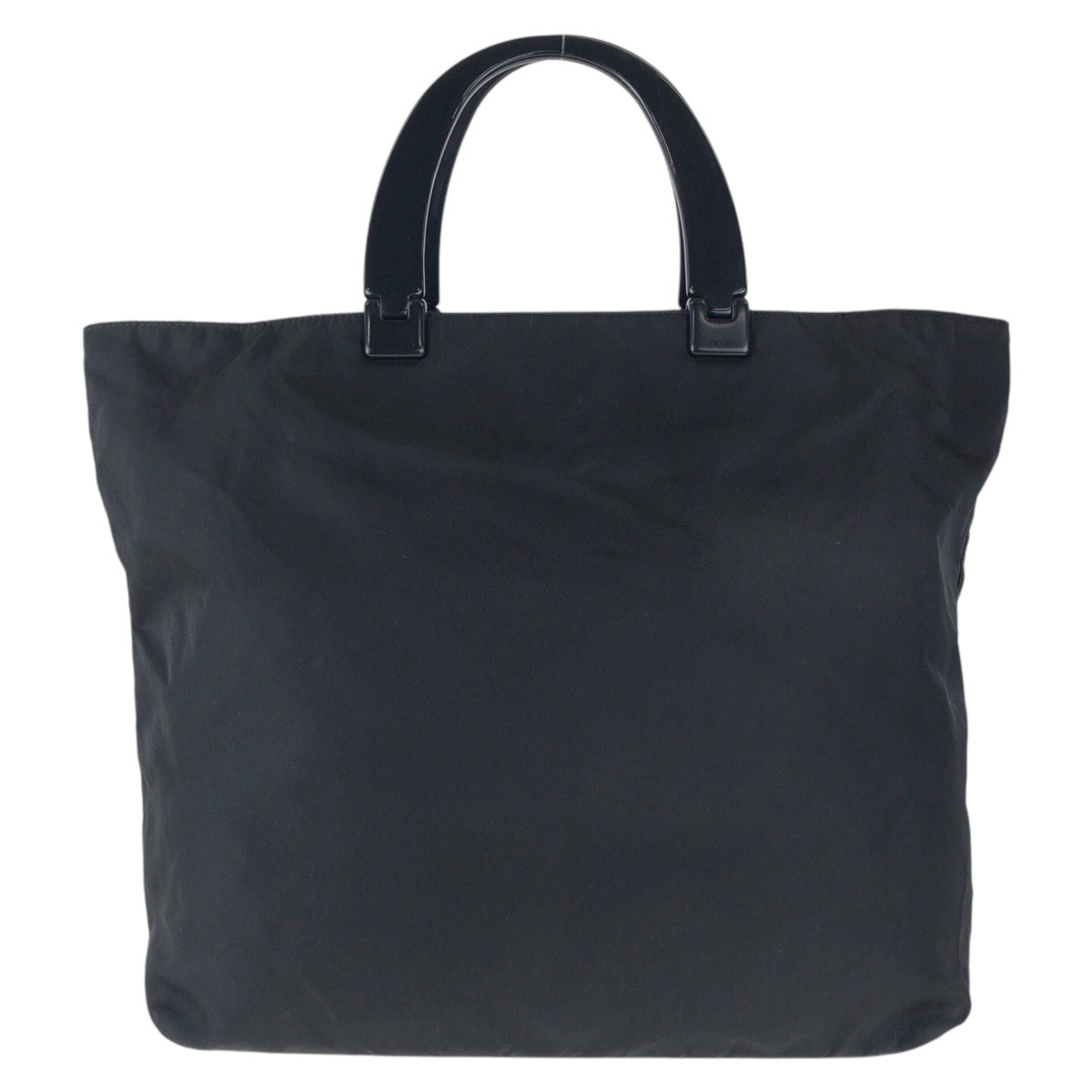 美品 テスート 三角ロゴプレート ブラック 黒 ナイロン/プラスチック トートバッグ ハンドバッグ レディース 504894