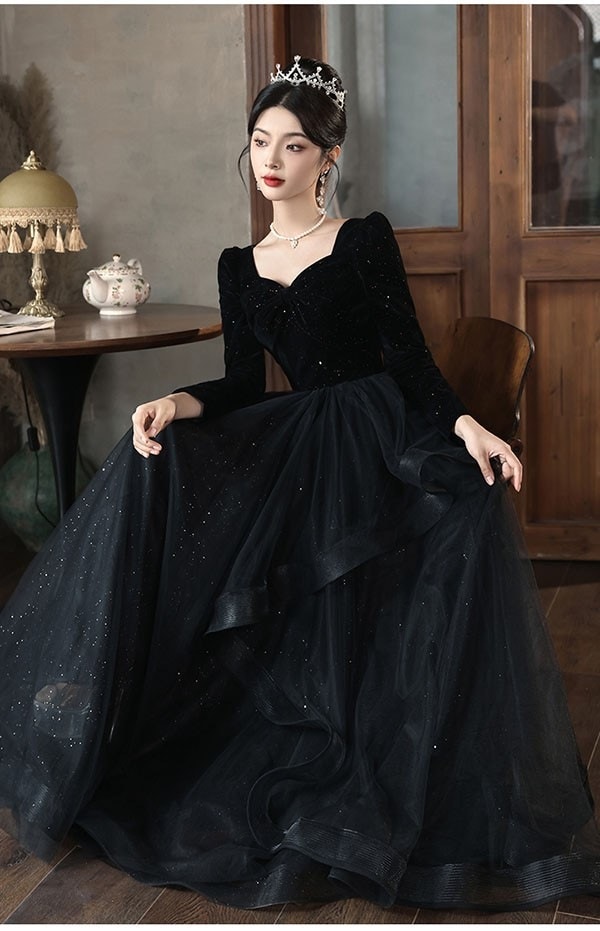 ワンピースドレスドレス成人式 イブニングドレス ピアノ ピアノ発表会 パーティードレ 発表会 ワンピース Aライン キラキラ ドレス 女子会 演奏会 袖付き ステージドレス ぽっちゃり 大きいサイ