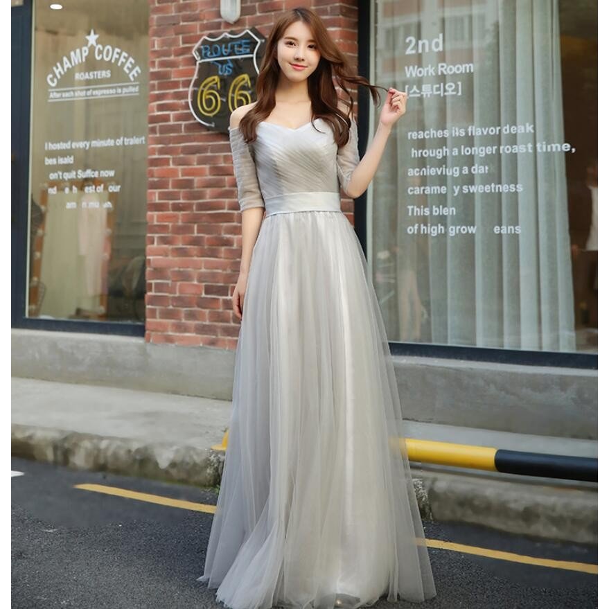 袖あり パーティードレス フォーマルドレス 結婚式ワンピース ウエディングドレス ロングドレス 二次