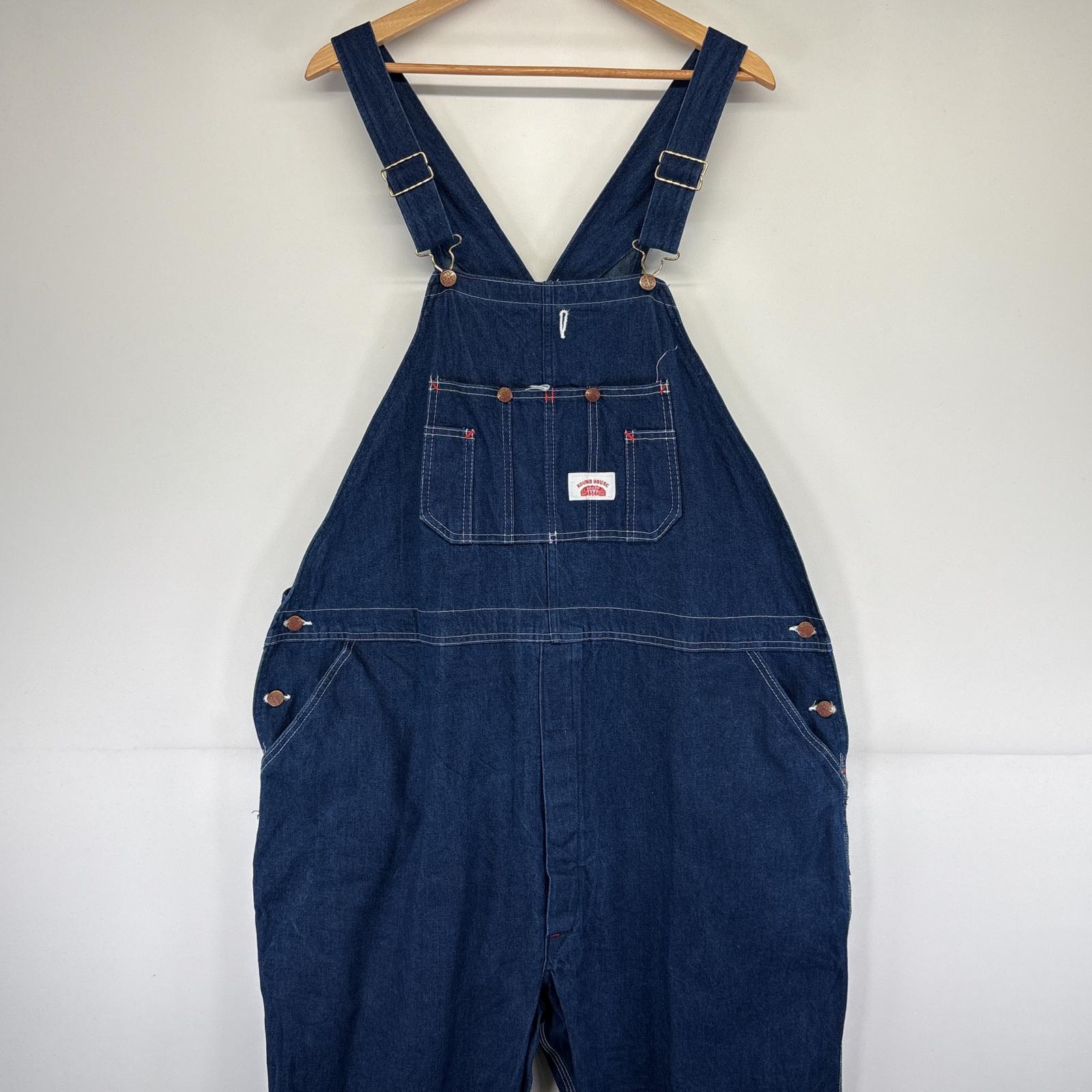 古着 90s/90年代 USA製 オーバーオール デニム ワーク ワンポイントロゴ 大きいサイズ 胸ポケット w50 L34 ブルー メンズ