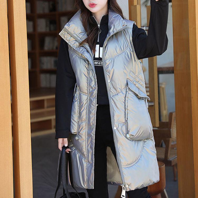 【即納】レディースベスト 秋冬　ダウンベスト レディース　中綿ベスト 撥水 ポケット付き ロング丈 ダウン アウター トップス 暖かい 防風防寒