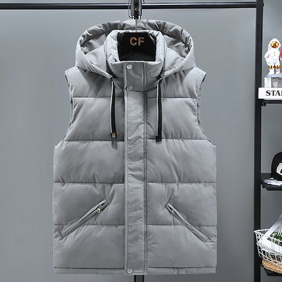 新品 メンズ ダウンベスト 無地 軽量 暖か 防寒着 立て襟 紳士 保温 アウタドア 3色 ブラック2XL Donahutt03] ダウンベスト メンズ 中綿ベスト ジャンパー アウトドア